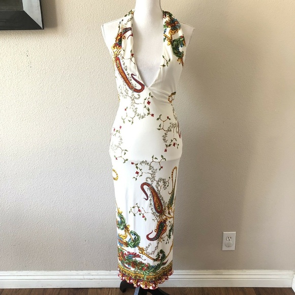 Yigal Azrouel Dresses & Skirts - Yigal Azrouel Baroque Plunging V-Neck Halter Dress